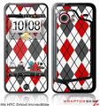 HTC Droid Incredible Skin - Argyle Red and Gray