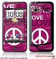 HTC Droid Incredible Skin - Love and Peace Hot Pink