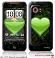 HTC Droid Incredible Skin - Glass Heart Grunge Green