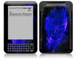 Flaming Fire Skull Blue - Decal Style Skin fits Amazon Kindle 3 Keyboard (with 6 inch display)