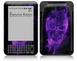 Flaming Fire Skull Purple - Decal Style Skin fits Amazon Kindle 3 Keyboard (with 6 inch display)