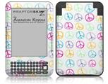Kearas Peace Signs on White - Decal Style Skin fits Amazon Kindle 3 Keyboard (with 6 inch display)