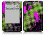 Halftone Splatter Hot Pink Green - Decal Style Skin fits Amazon Kindle 3 Keyboard (with 6 inch display)