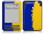 Ripped Colors Blue Yellow - Decal Style Skin fits Amazon Kindle 3 Keyboard (with 6 inch display)