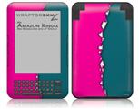Ripped Colors Hot Pink Seafoam Green - Decal Style Skin fits Amazon Kindle 3 Keyboard (with 6 inch display)