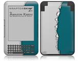 Ripped Colors Gray Seafoam Green - Decal Style Skin fits Amazon Kindle 3 Keyboard (with 6 inch display)
