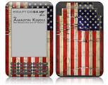 Painted Faded and Cracked USA American Flag - Decal Style Skin fits Amazon Kindle 3 Keyboard (with 6 inch display)