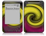 Alecias Swirl 01 Yellow - Decal Style Skin fits Amazon Kindle 3 Keyboard (with 6 inch display)