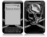 Chrome Skull on Black - Decal Style Skin fits Amazon Kindle 3 Keyboard (with 6 inch display)