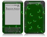 Christmas Holly Leaves on Green - Decal Style Skin fits Amazon Kindle 3 Keyboard (with 6 inch display)