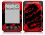 Oriental Dragon Black on Red - Decal Style Skin fits Amazon Kindle 3 Keyboard (with 6 inch display)