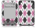 Argyle Pink and Gray - Decal Style Skin fits Amazon Kindle 3 Keyboard (with 6 inch display)