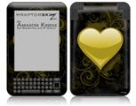Glass Heart Grunge Yellow - Decal Style Skin fits Amazon Kindle 3 Keyboard (with 6 inch display)