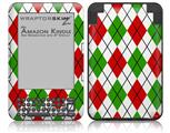 Argyle Red and Green - Decal Style Skin fits Amazon Kindle 3 Keyboard (with 6 inch display)