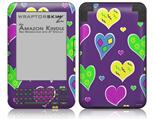 Crazy Hearts - Decal Style Skin fits Amazon Kindle 3 Keyboard (with 6 inch display)