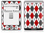 Argyle Red and Gray - Decal Style Skin (fits 4th Gen Kindle with 6inch display and no keyboard)