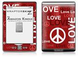 Love and Peace Red - Decal Style Skin (fits 4th Gen Kindle with 6inch display and no keyboard)