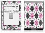 Argyle Pink and Gray - Decal Style Skin (fits 4th Gen Kindle with 6inch display and no keyboard)