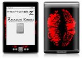 Big Kiss Red Lips on Black - Decal Style Skin (fits 4th Gen Kindle with 6inch display and no keyboard)