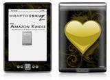 Glass Heart Grunge Yellow - Decal Style Skin (fits 4th Gen Kindle with 6inch display and no keyboard)