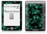 Skulls Confetti Seafoam Green - Decal Style Skin (fits 4th Gen Kindle with 6inch display and no keyboard)