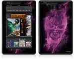 Amazon Kindle Fire (Original) Decal Style Skin - Flaming Fire Skull Hot Pink Fuchsia