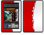Amazon Kindle Fire (Original) Decal Style Skin - Ripped Colors Red White