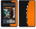 Amazon Kindle Fire (Original) Decal Style Skin - Ripped Colors Black Orange