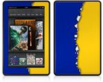 Amazon Kindle Fire (Original) Decal Style Skin - Ripped Colors Blue Yellow