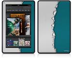 Amazon Kindle Fire (Original) Decal Style Skin - Ripped Colors Gray Seafoam Green