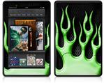 Amazon Kindle Fire (Original) Decal Style Skin - Metal Flames Green