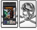 Amazon Kindle Fire (Original) Decal Style Skin - Chrome Skull on White