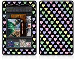 Amazon Kindle Fire (Original) Decal Style Skin - Pastel Hearts on Black