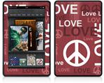 Amazon Kindle Fire (Original) Decal Style Skin - Love and Peace Pink