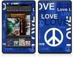 Amazon Kindle Fire (Original) Decal Style Skin - Love and Peace Blue