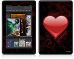 Amazon Kindle Fire (Original) Decal Style Skin - Glass Heart Grunge Red