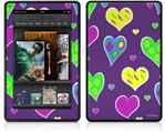 Amazon Kindle Fire (Original) Decal Style Skin - Crazy Hearts