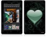 Amazon Kindle Fire (Original) Decal Style Skin - Glass Heart Grunge Seafoam Green