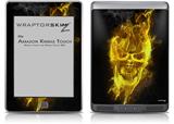 Flaming Fire Skull Yellow - Decal Style Skin (fits Amazon Kindle Touch Skin)