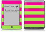 Kearas Psycho Stripes Neon Green and Hot Pink - Decal Style Skin (fits Amazon Kindle Touch Skin)