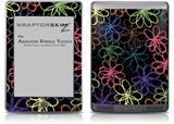 Kearas Flowers on Black - Decal Style Skin (fits Amazon Kindle Touch Skin)