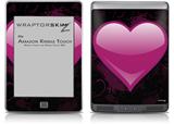 Glass Heart Grunge Hot Pink - Decal Style Skin (fits Amazon Kindle Touch Skin)