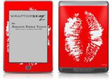 Big Kiss White Lips on Red - Decal Style Skin (fits Amazon Kindle Touch Skin)