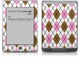 Argyle Pink and Brown - Decal Style Skin (fits Amazon Kindle Touch Skin)