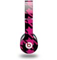 Skin Decal Wrap works with Original Beats Solo HD Headphones Houndstooth Hot Pink on Black Skin Only (HEADPHONES NOT INCLUDED)