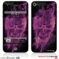 iPhone 4S Skin Flaming Fire Skull Hot Pink Fuchsia