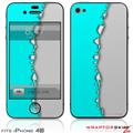 iPhone 4S Skin Ripped Colors Neon Teal Gray