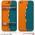 iPhone 4S Skin Ripped Colors Orange Seafoam Green