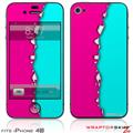iPhone 4S Skin Ripped Colors Hot Pink Neon Teal