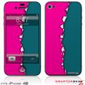 iPhone 4S Skin Ripped Colors Hot Pink Seafoam Green
